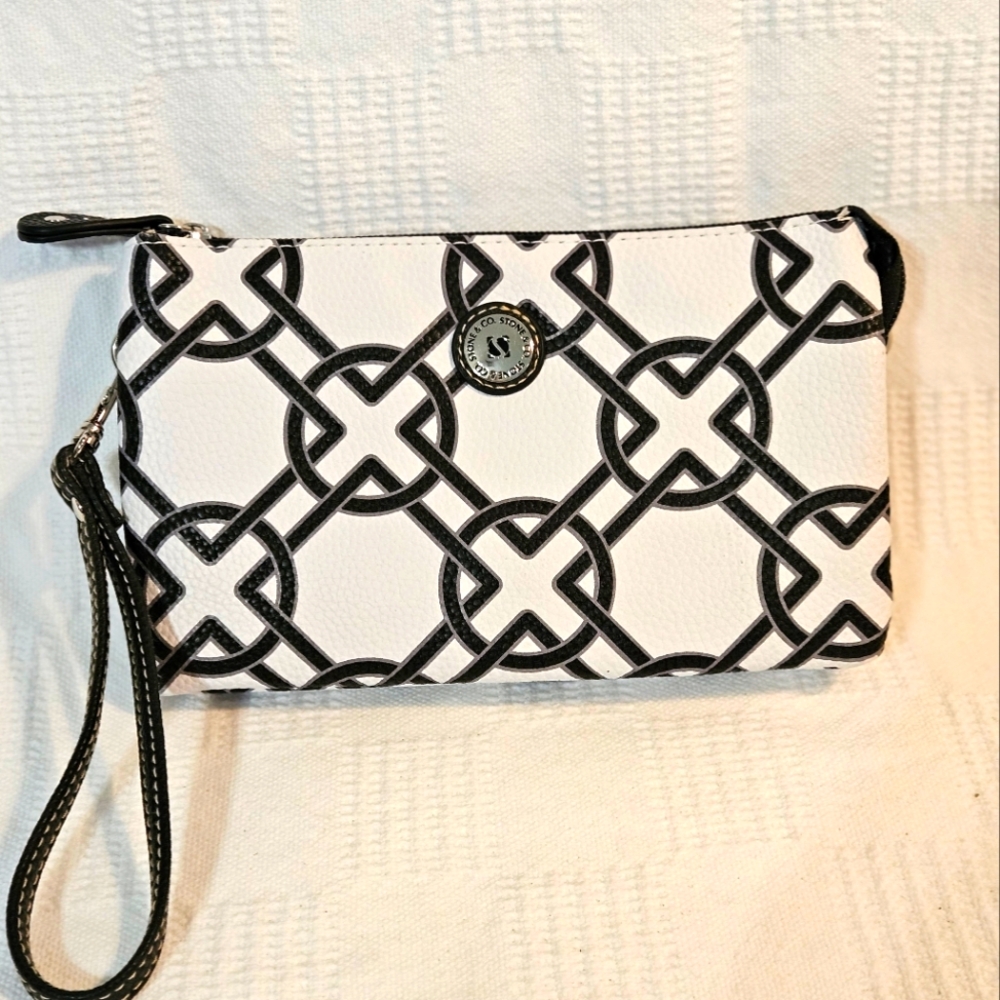 Stone & Co. Black & White Crossbody Bag or Wristlet